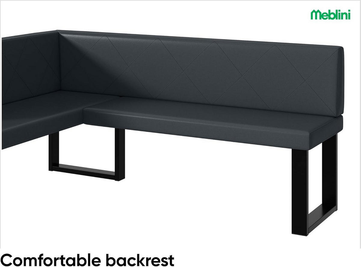 ECKBANK ERIC_U - Dunkelgrau, Leder (128/168cm) - Meblini