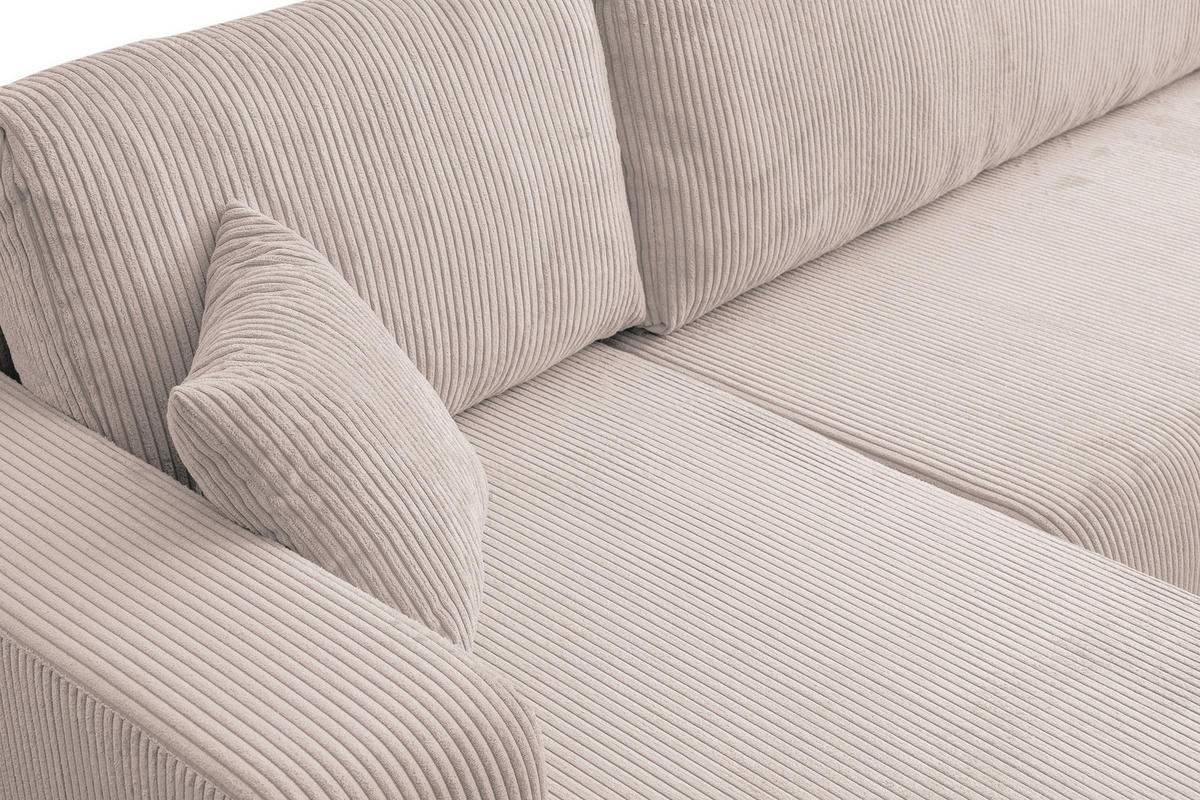 WOHNLANDSCHAFT LUNA U-FORM mit Schlaffunktion und Bettkasten (Beige) - Beige, Textil (312/83/142cm) - VENASI MÖBEL