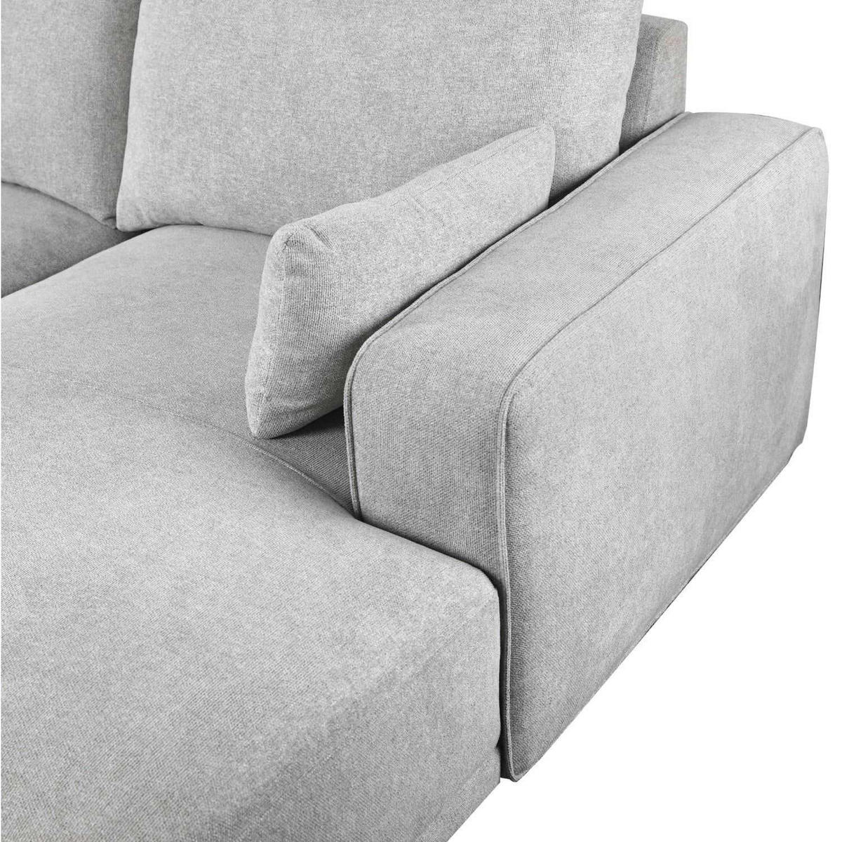 ECKSOFA Webstoff Grau - Schwarz/Grau, Holz/Textil (305/105cm) - Furnhouse