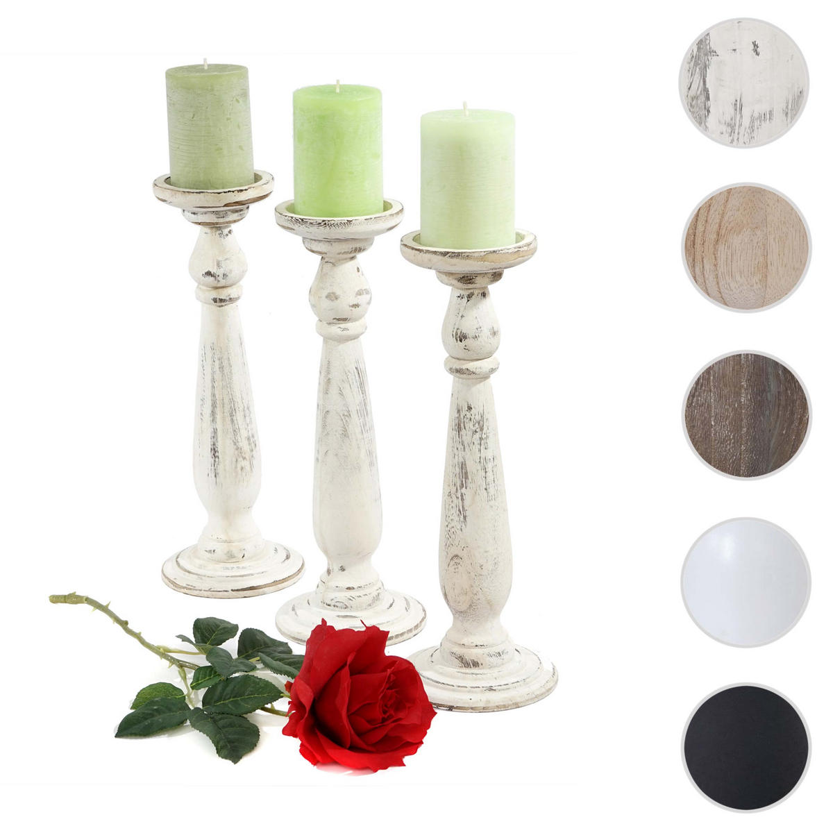 KERZENSTÄNDER 3ER-SET Weiß 3-er Set-Set - Weiß, Holz (12/35/12cm) - MCW
