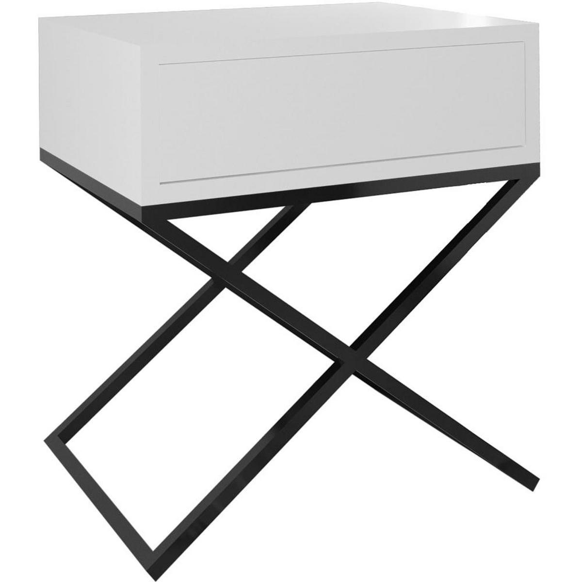 NACHTSCHRANK Max 45/50/35 weiß - Schwarz/Weiß, Holzwerkstoff/Metall (45/50/35cm) - Beautysofa