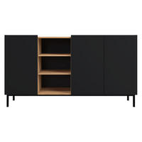 SIDEBOARD System 77 - Schwarz, Holzwerkstoff/Metall (153/85/44cm) - MIRJAN24