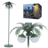 LED-SOLAR-PALME Stehleuchte grün 146 cm Metall - Dunkelgrün, Leder (45/45/146cm) - Elblight.de