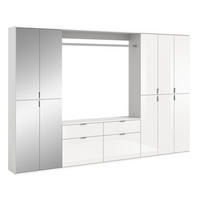 GARDEROBENKOMBINATION 4tlg. Projekt X Garderobe in weiß Nb. und weiß hochglanz B/H/T: 273x193x34 cm - Weiß, Holzwerkstoff (273/193/34cm)