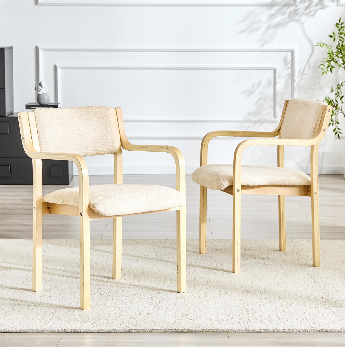 ESSZIMMERSTUHL 2er-Set mit Armlehne aus Bugholz Weiß - Weiß, Holz (45.5/77/53cm) - Meubliv