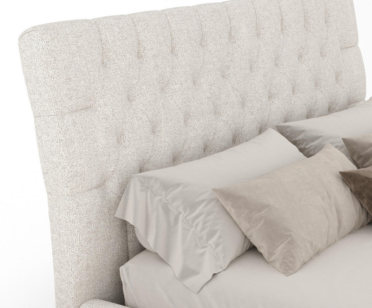 POLSTERBETT Vezzola Creme 180/200 cm im Webstoff - Creme/Naturfarben, Holz/Holzwerkstoff (180/200cm) - Maison de Reve