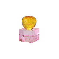 KERZENHALTER Sari Kugel Cube, Glas, Orange / Hellrosa, H 8 cm - Orange, Glas (7/7/10cm) - Gift Company