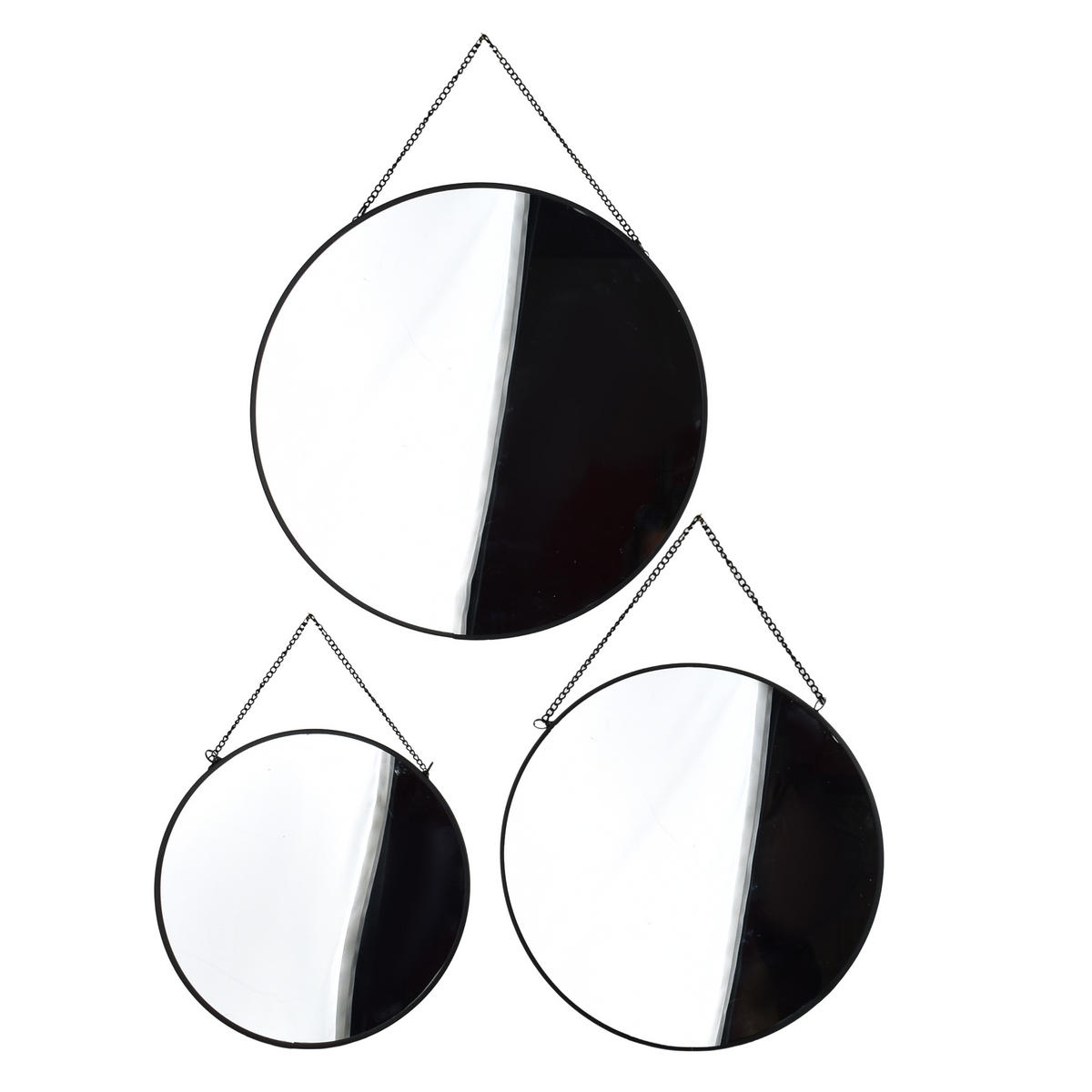 SPIEGEL Alexia 3er Set schwarz 28/3/28 cm Glas - Schwarz, Metall (28/28/3cm) - Mondex