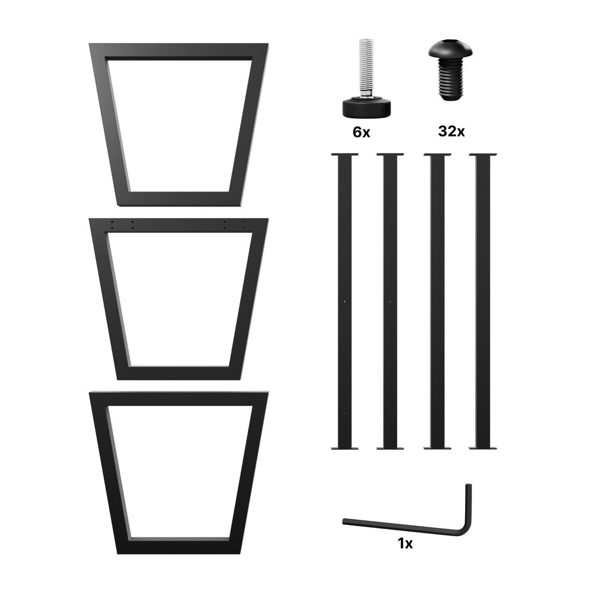 TISCHBEINE Atria Extreme Long Metall Schwarz 300/80/72 cm - Schwarz, Metall (80/72/300cm) - Metalo Pro