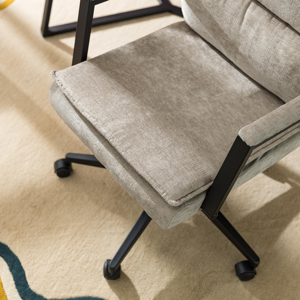 BÜRODREHSTUHL - Strukturstoff / Eisen - Taupe/Schwarz, Textil/Metall (61/110/73cm) - home24