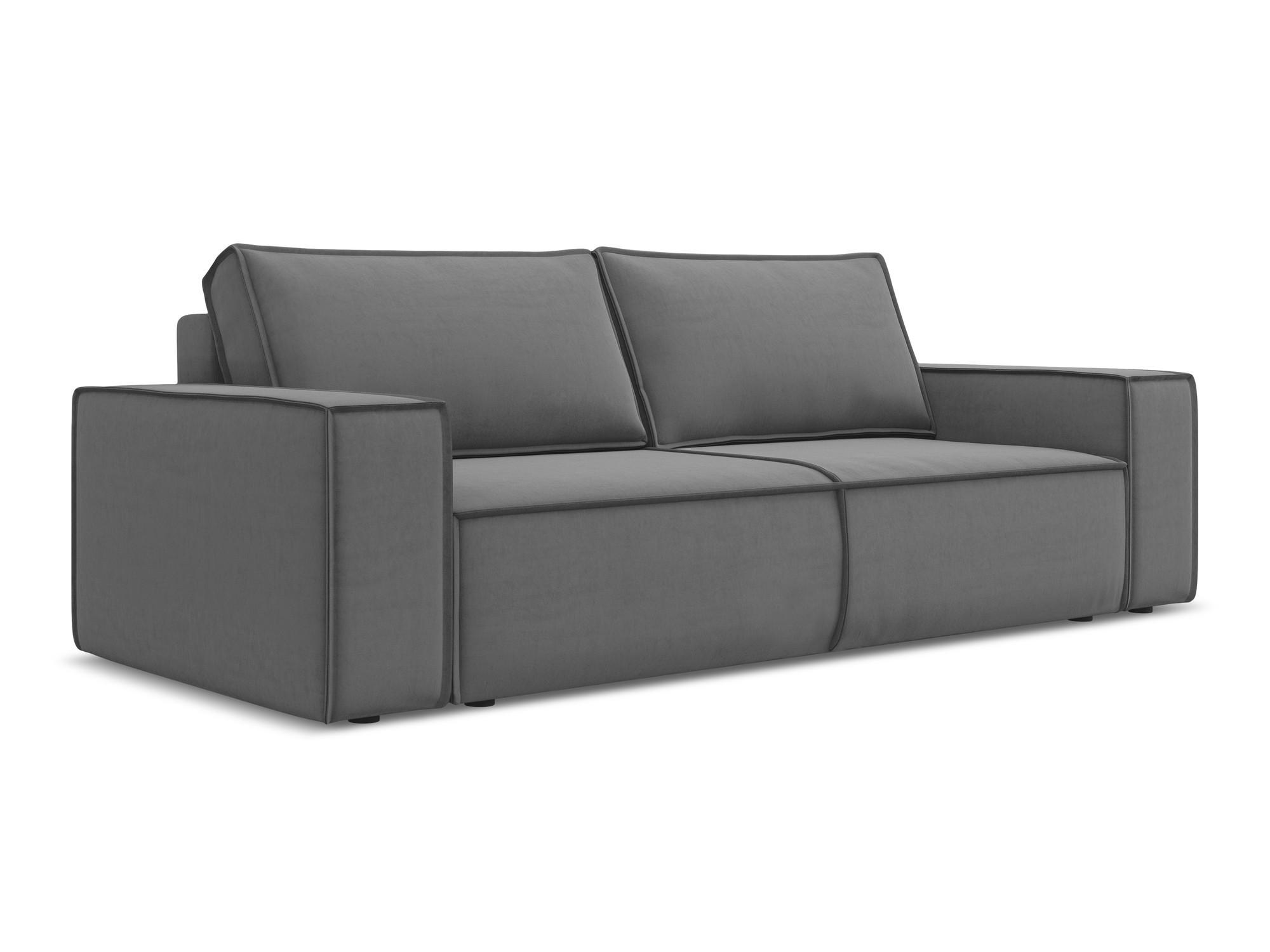 3-SITZER SOFA mit Schlaffunktion Samt Stoff Grau - Schwarz/Grau, Kunststoff/Textil (255/85/105cm) - Makamii