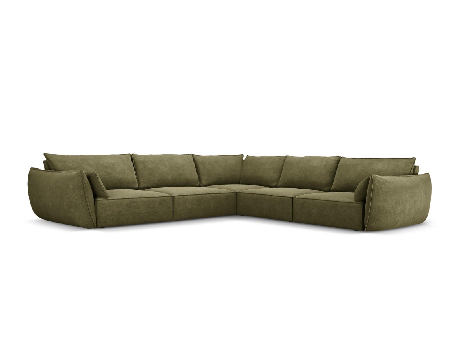 WENDBARES-ECKSOFA Kaelle aus Chenille-Stoff grün 7 Sitzplätze - Grün, Textil (286/286cm) - Micadoni