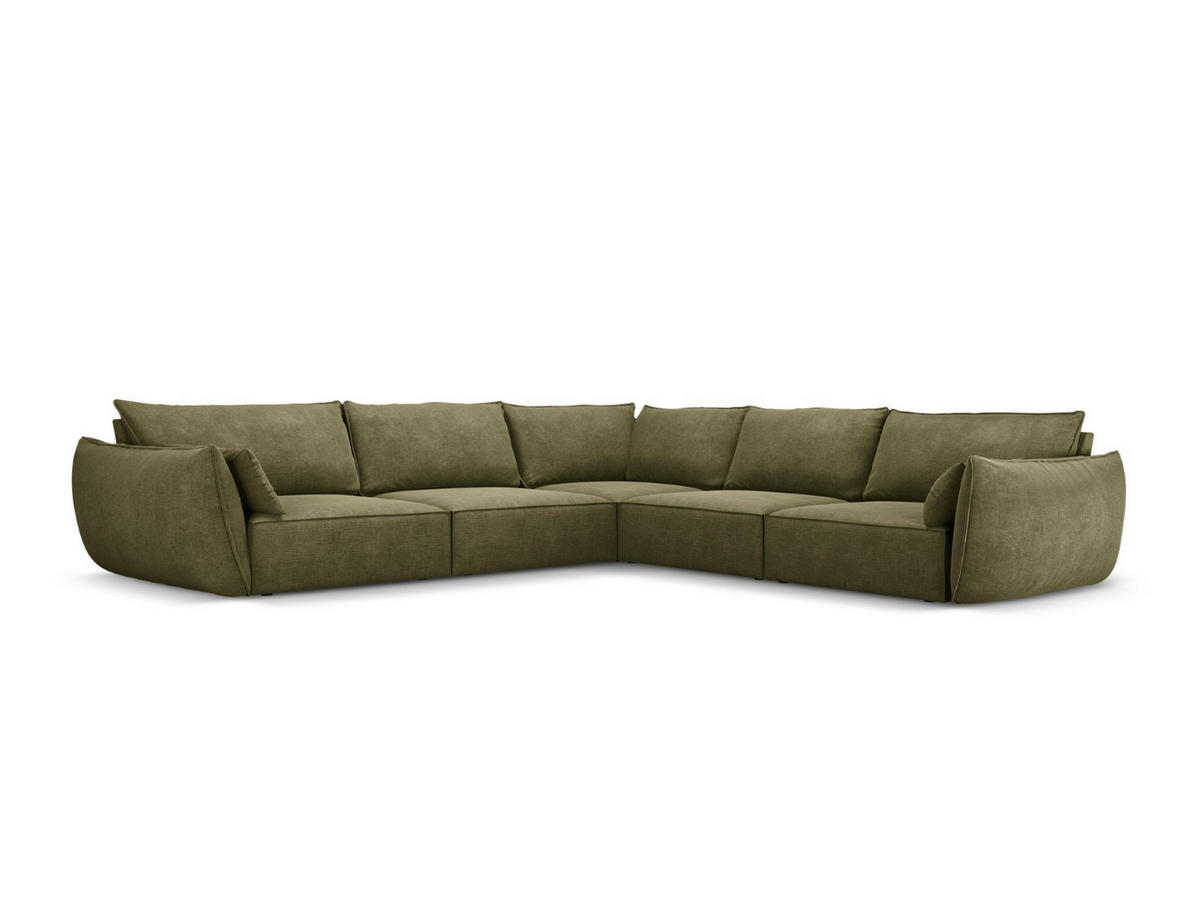 WENDBARES-ECKSOFA Kaelle aus Chenille-Stoff grün 7 Sitzplätze - Grün, Textil (286/286cm) - Micadoni