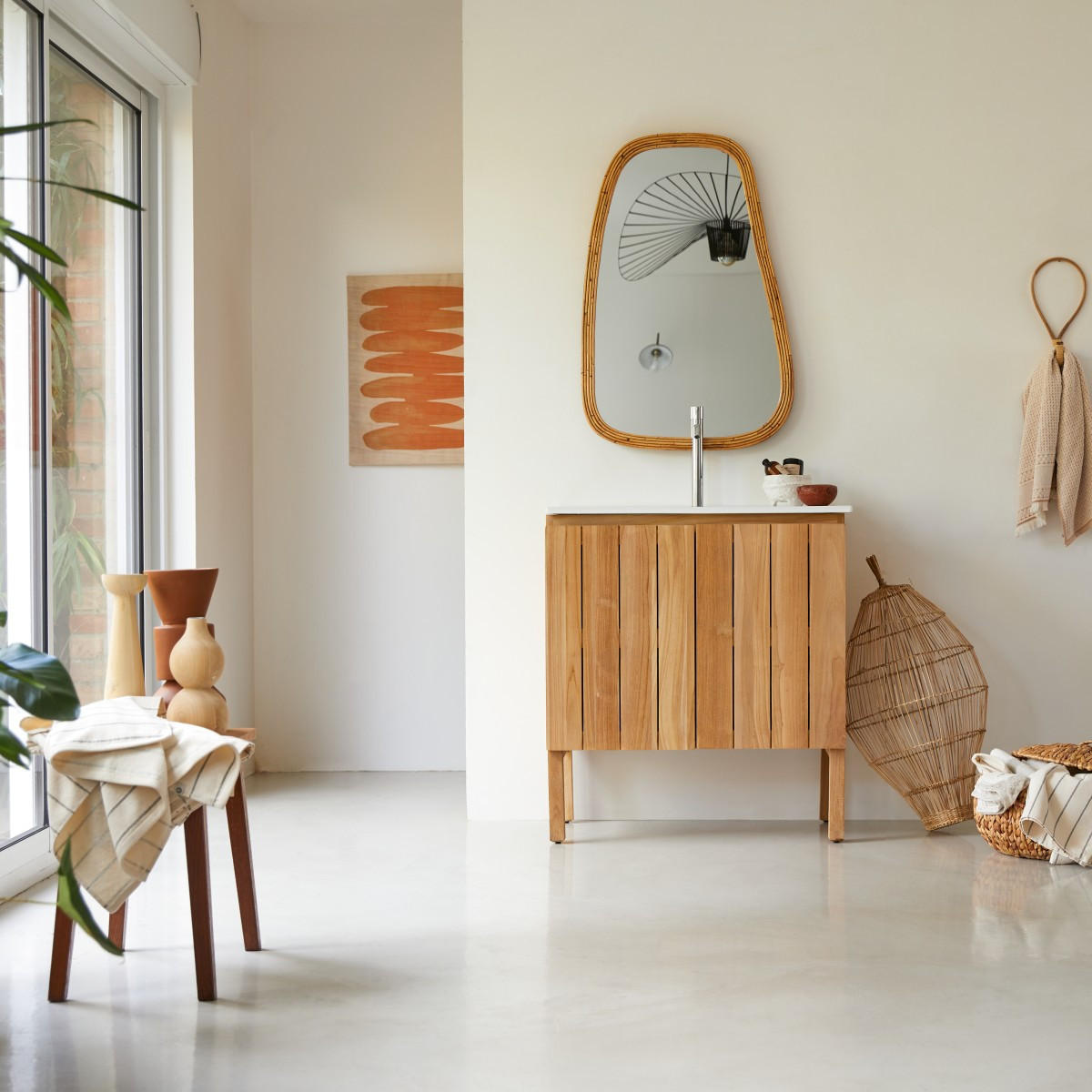 BADEZIMMERMÖBEL Jill Natur aus Teak - Naturfarben, Holz (82/90/47cm) - Tikamoon