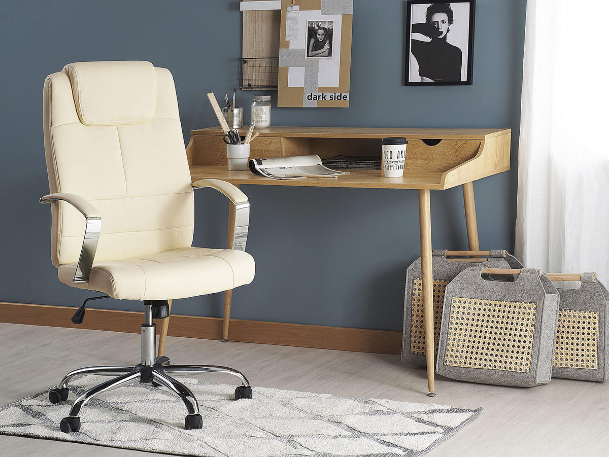 BÜROSTUHL Kunstleder Beige Winner - Beige, Textil (60/112/60cm) - Beliani