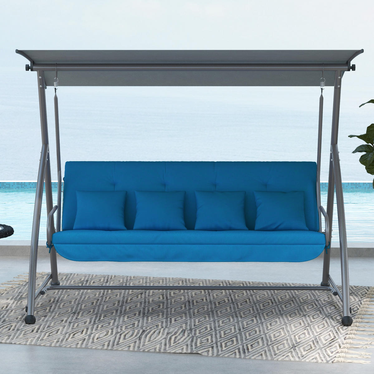 SITZKISSEN, Polyesterstoff, Blau - Blau, Kunststoff (100/8/170cm) - Outsunny