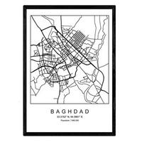POSTER Bagdad Stadtkarte – Nordisch A4 Rahmenlos - Klar, Papier (29.7/5/21cm) - Nacnic
