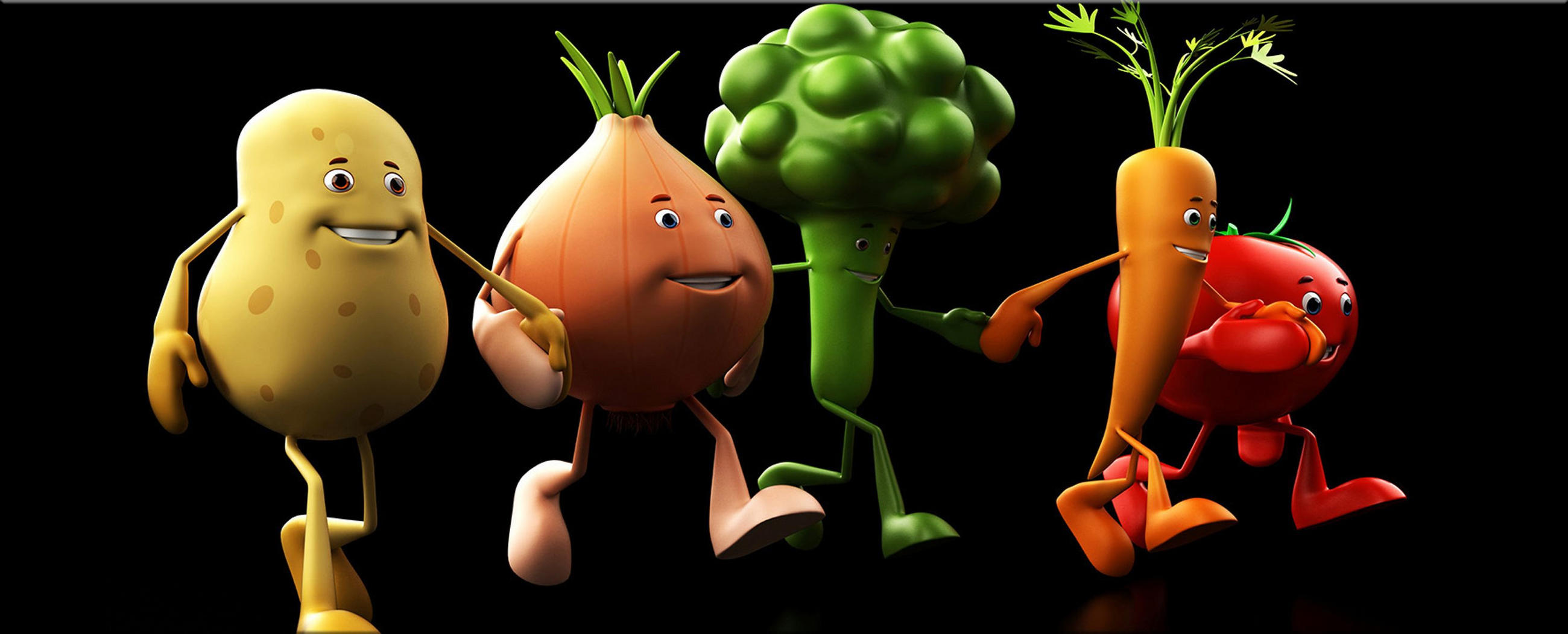 GLASBILD 125x50 cm Bild Küche lustiges Gemüse - Multicolor, Glas (125/50cm) - artissimo