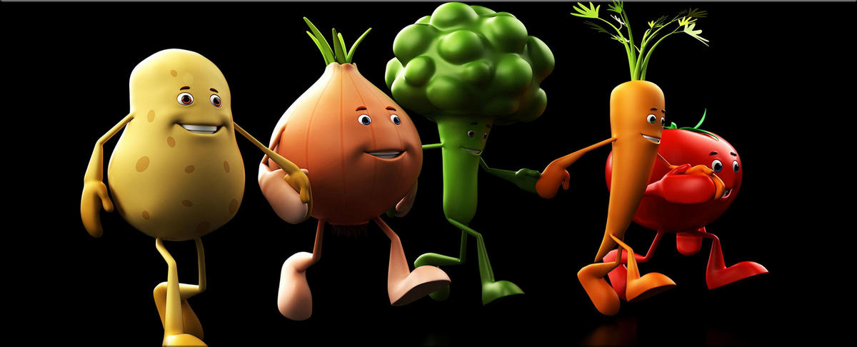 GLASBILD 125x50 cm Bild Küche lustiges Gemüse - Multicolor, Glas (125/50cm) - artissimo