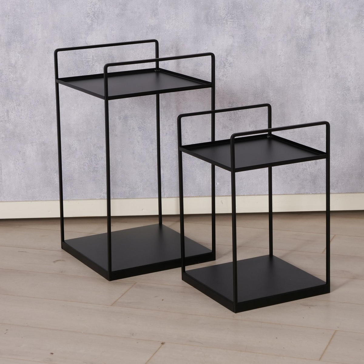 KAFFEETISCHE 2er-Set Como Schwarz - Schwarz, Metall (35/35/63cm) - Boltze Home
