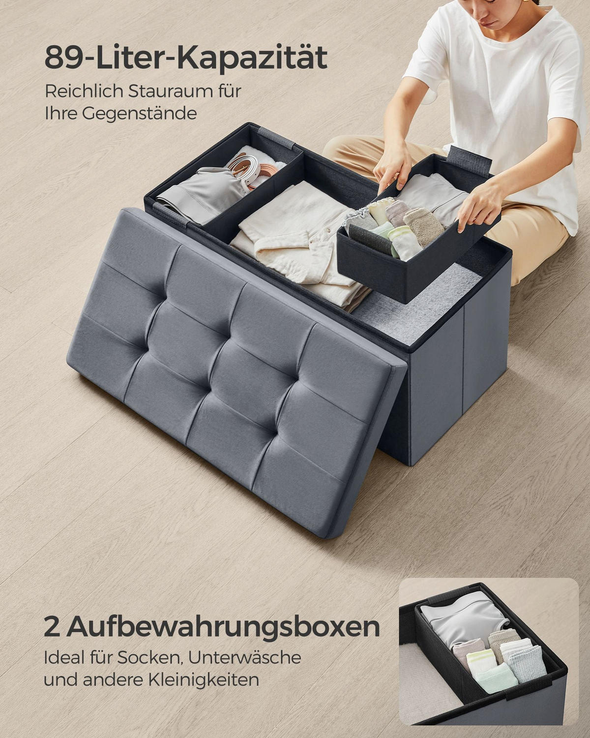 SITZBANK LUSAKA - Grau, Holzwerkstoff (76/38/38cm) - Hansiro