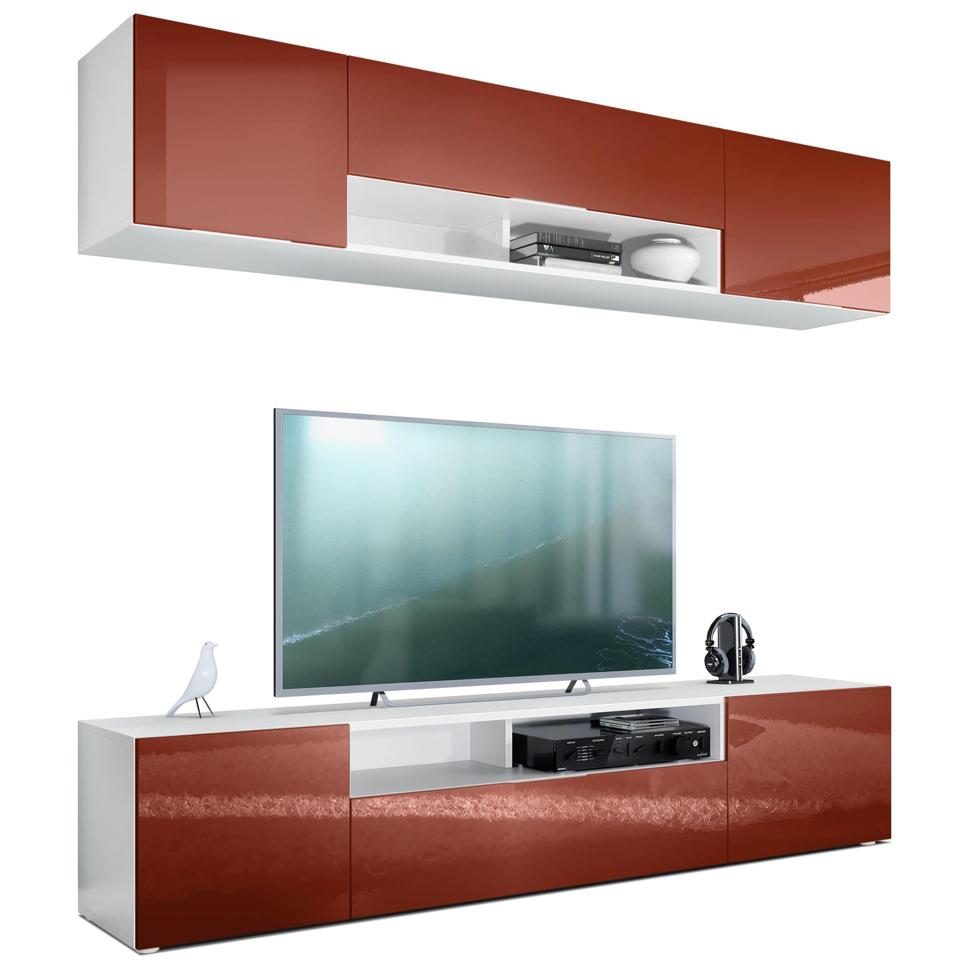 Vladon Wohnwand Bordeaux 181x147x35 cm