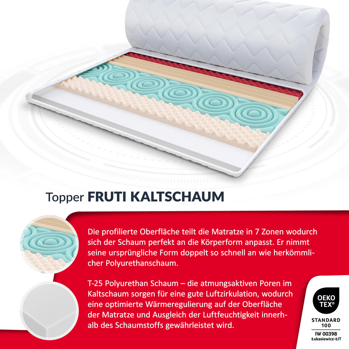 TOPPER Fruti Kaltschaum 6 - Weiß, Textil (120/200cm) - FDM