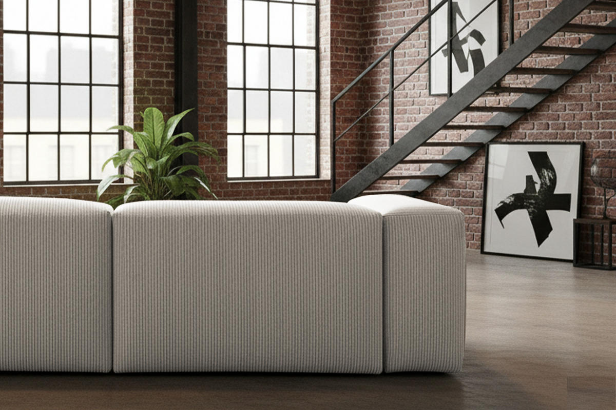 SOFA CELESTE Hellgrau Cord - Hellgrau/Schwarz, Kunststoff/Textil (302/72/114cm) - KAWOLA