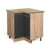 ECKUNTERSCHRANK R-Line Anthrazit Hochglanz 75.6 cm, AP Eiche - Anthrazit/Eiche Wotan, Holzwerkstoff (75.6/81.6/60cm) - Vicco