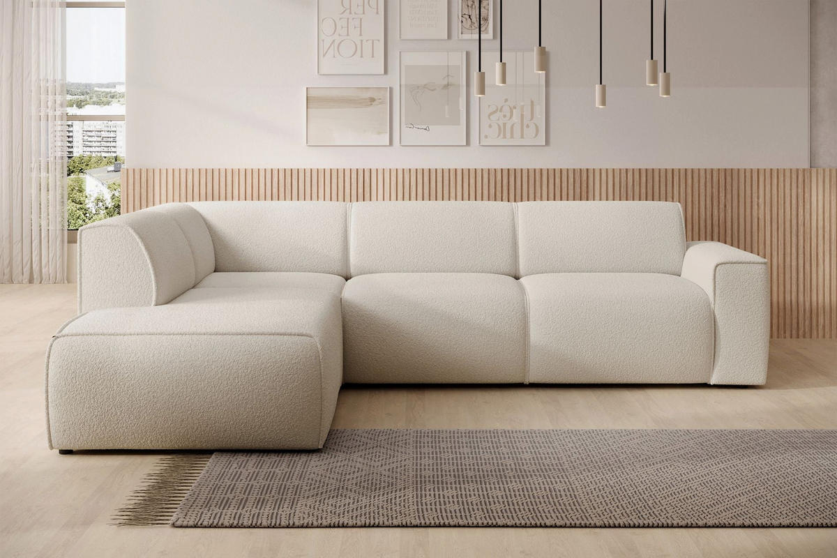 ECKSOFA Bouvi Creme links - Creme/Schwarz, Kunststoff/Textil (292/220cm) - Selsey