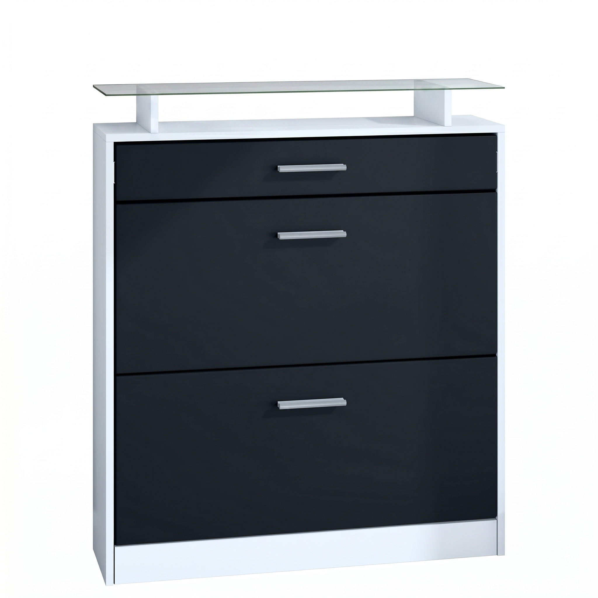 ORMARIĆ za cipele Loret Bijela mat/Crna mat (89 x 104 x 23 cm) - crna, drvni materijal (89/104/23cm) - Vladon