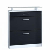 SCHUHSCHRANK Loret Front in Schwarz matt - Schwarz, Holzwerkstoff (89/104/23cm) - Vladon