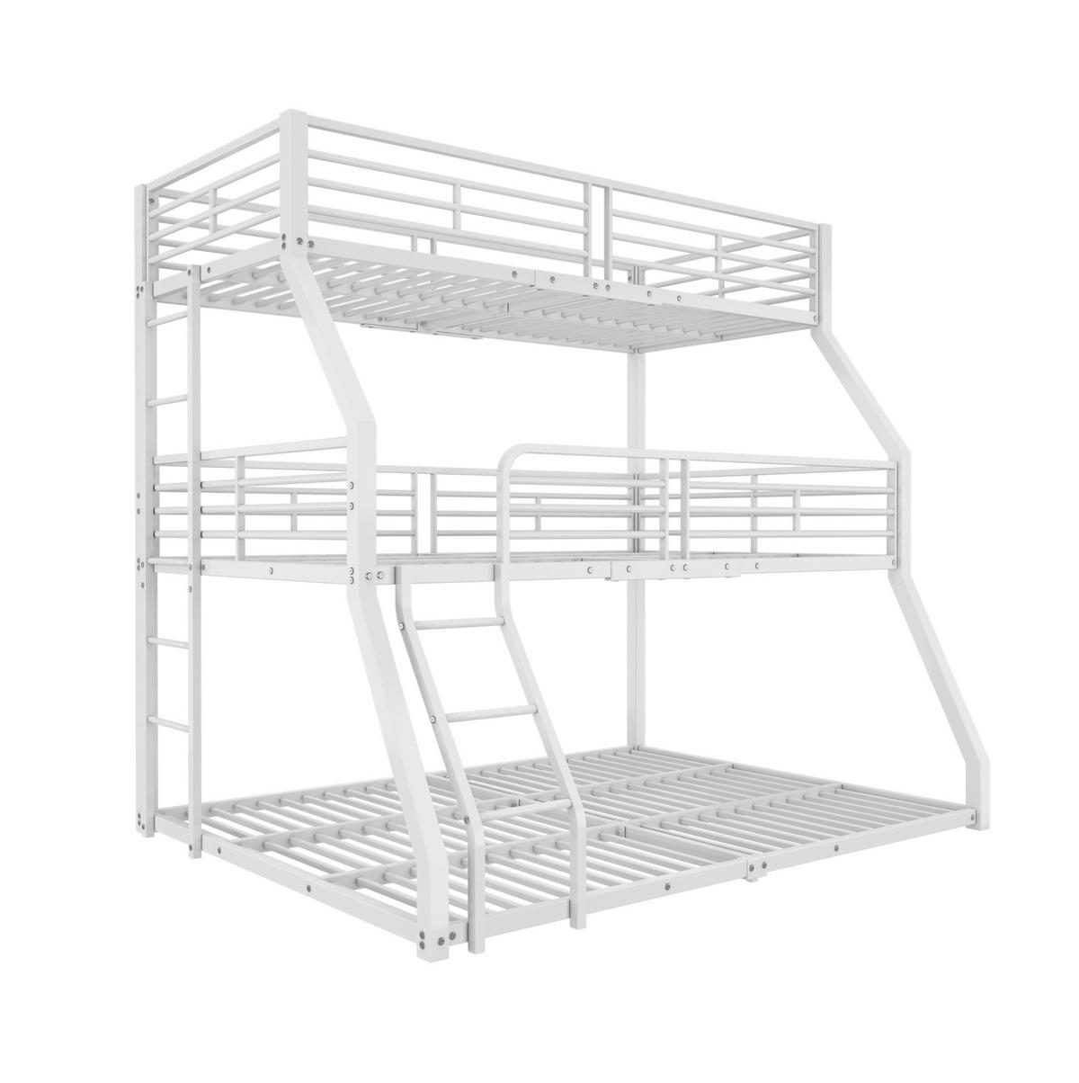 ETAGENBETT 90/200 cm Weiß Metallbettgestell mit Geländern für Kinder - Weiß, Metall (90/200cm) - OKWISH