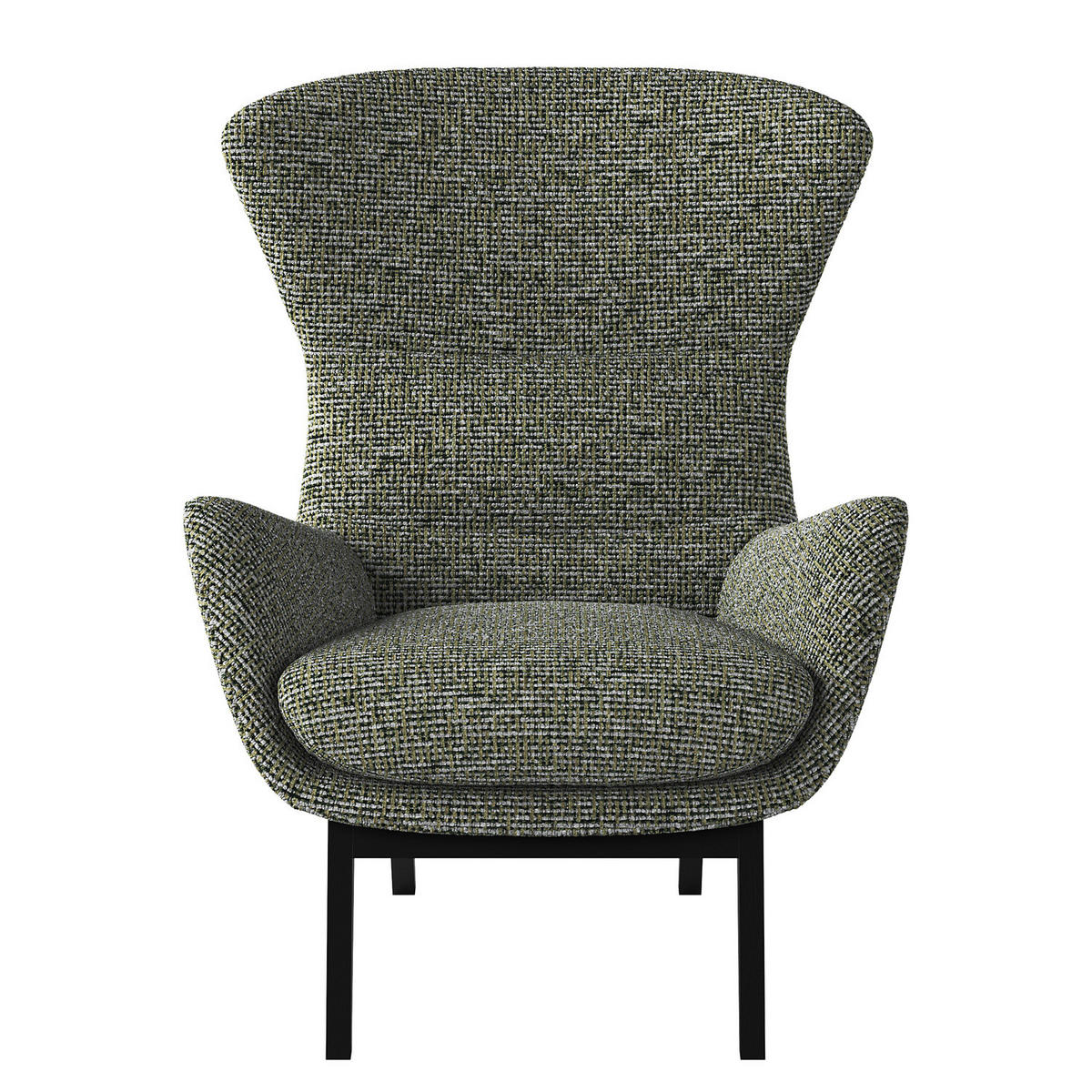 SESSEL mit Holzfüßen - Schwarz/Grün, Birkenholz/Textil (84/99/96cm) - home24