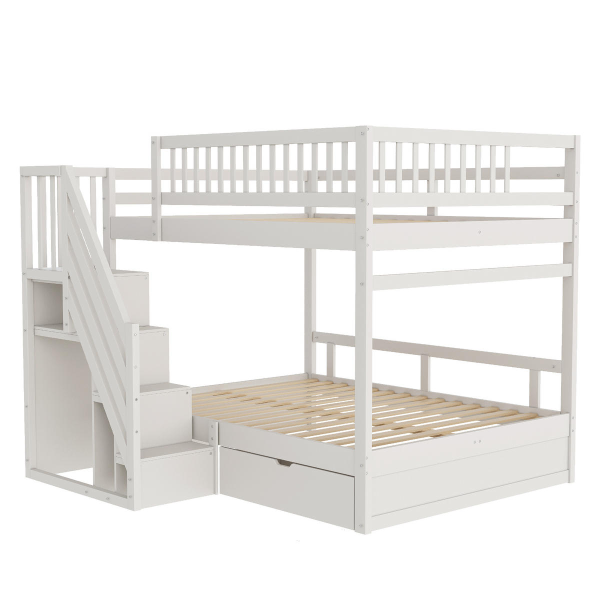 ETAGENBETT Massivholz 140/200 cm Weiß - Weiß, Holz - Raumix