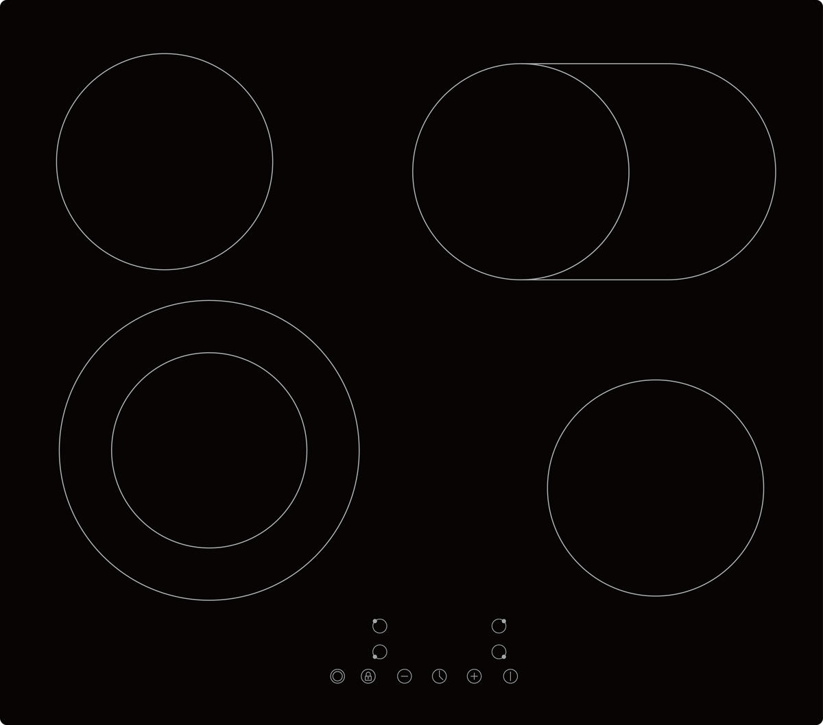 KOCHFELD KHKF4-2KB Glaskeramik G autark 60 cm - Schwarz Hochglanz, Keramik (59/5/52cm) - PKM