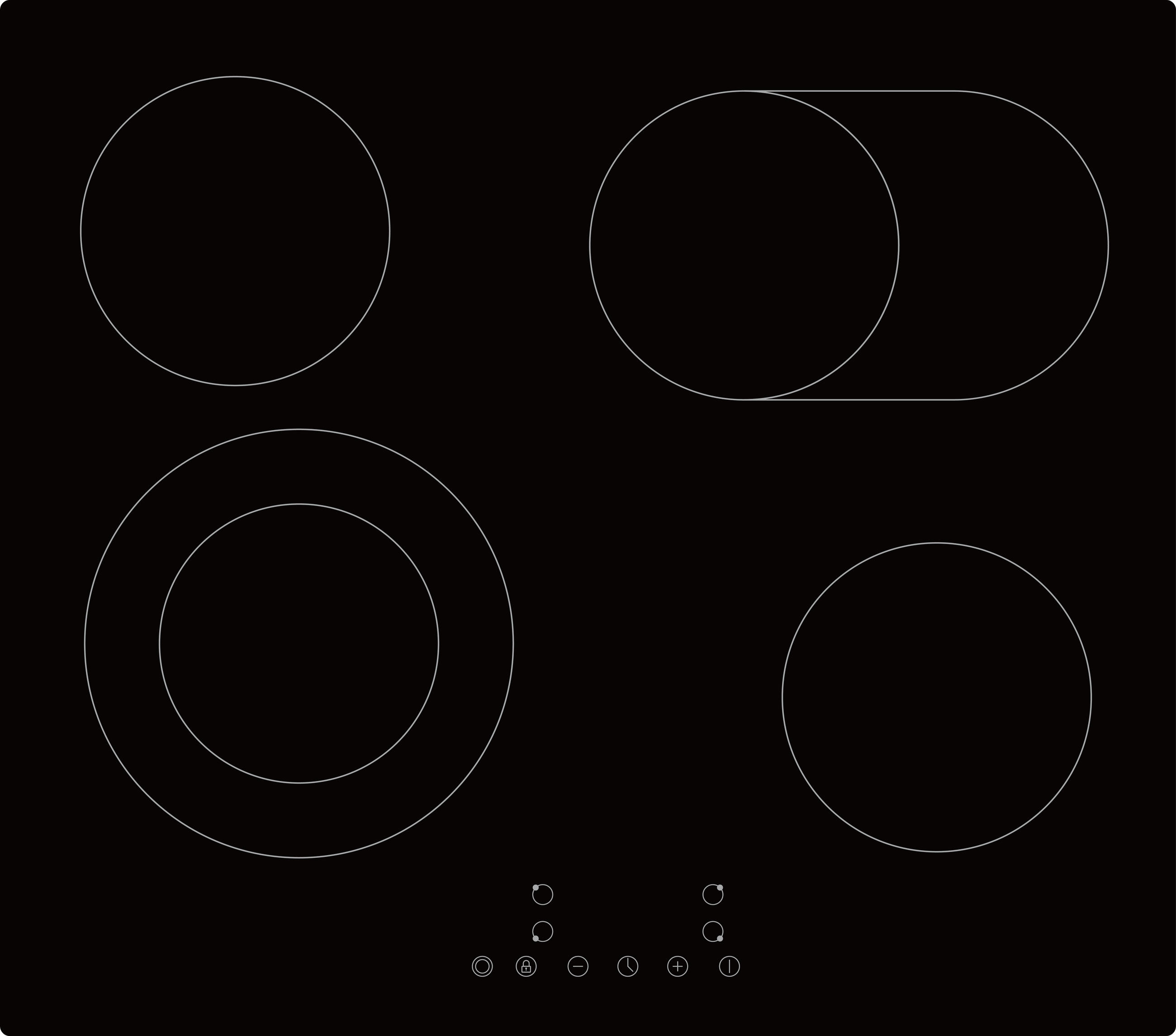 Thumbnail - PKM Kochfeld, Schwarz Hochglanz, Keramik, 59x5x52 cm, Küchen, Küchenelektrogeräte, Kochfelder, Glaskeramik-Kochfelder