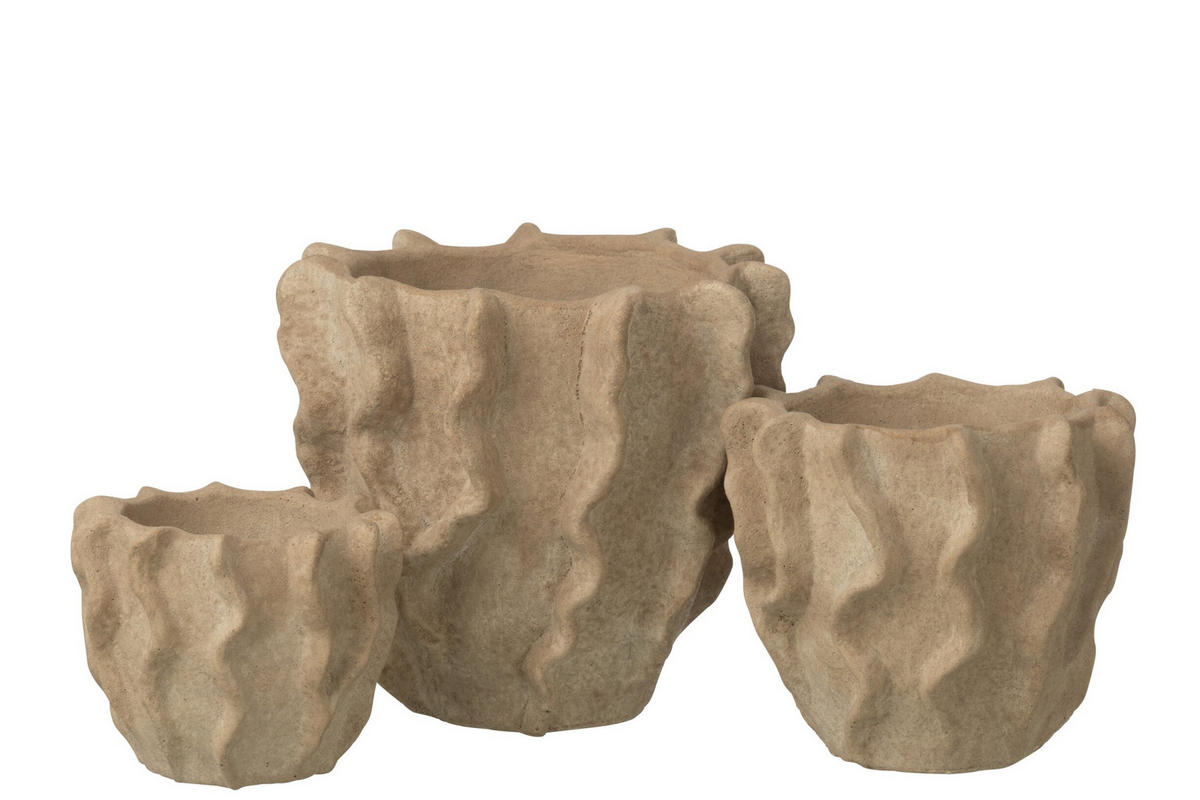 BLUMENTOPF RUND WELLE Beige - Beige, Stein (22/20cm) - J-Line
