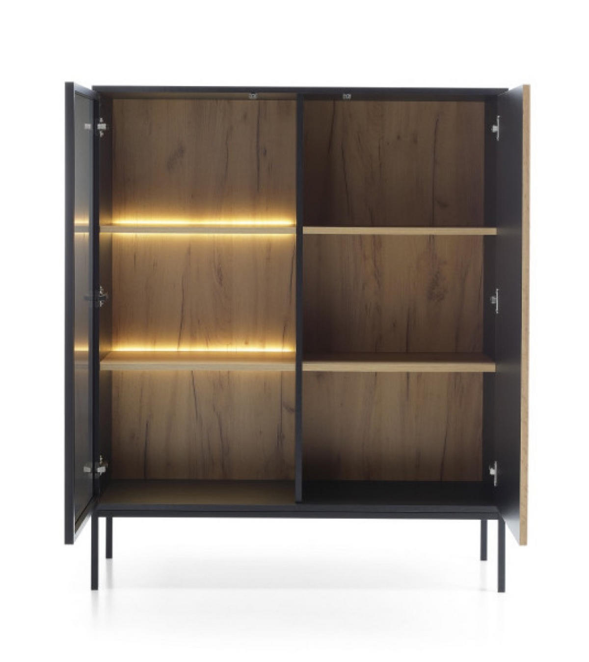 VITRINE Weiß SANTI WT104 Mit LED-Beleuchtung - Multicolor, Holzwerkstoff (104/126/39cm) - Sepro Meble