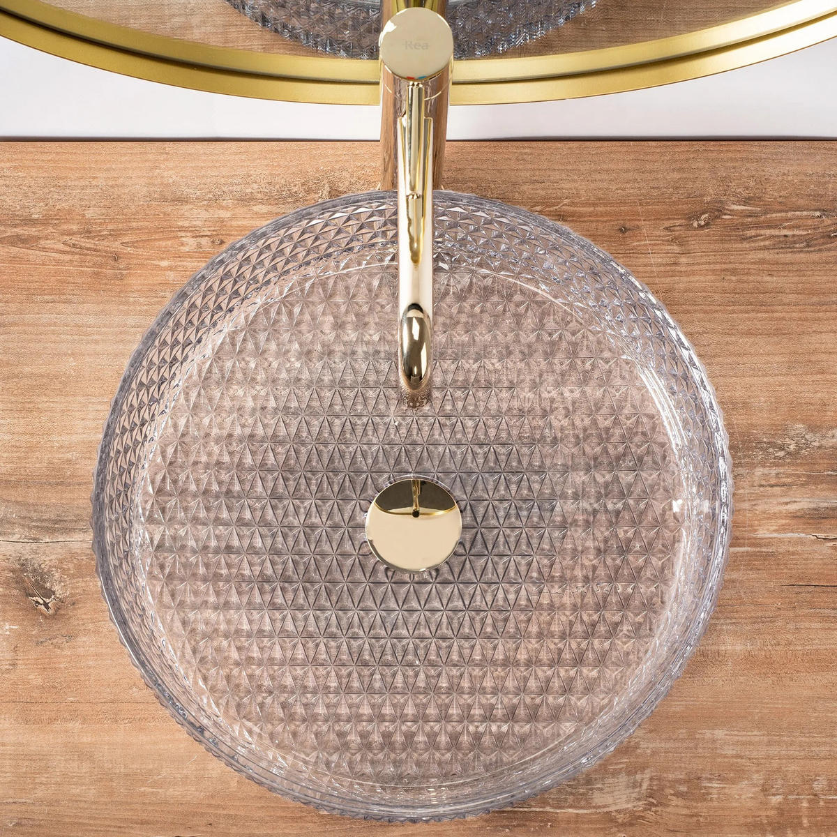 AUFSATZWASCHBECKEN Rea Cristal Transparent 39 - Transparent, Keramik (39/11.5/39cm) - REA