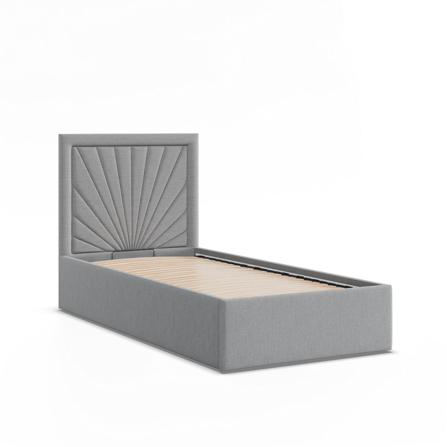 POLSTERBETT MIT KOPFTEIL 90x200 mit Bettkasten VASTO, Grau - Hellgrau, Textil (90/200cm) - Mebligo