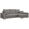 ECKSOFA Dorian Cord Hellgrau - Goldfarben/Hellgrau, Textil/Metall (242/138cm) - MKS