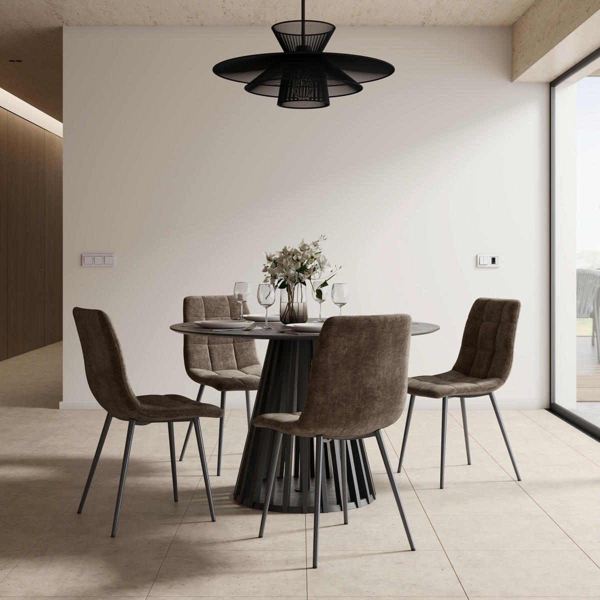 STUHL Ria Braun Mikrofaser Gepolstert - Braun, Metall (44/87/54cm) - Bessagi Home