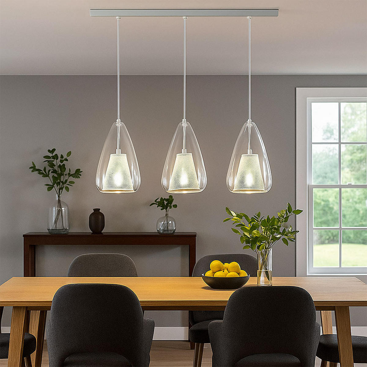 PENDELLEUCHTE Metall Weiß Klar - Weiß, Metall (75/16.5/150cm) - Nowa