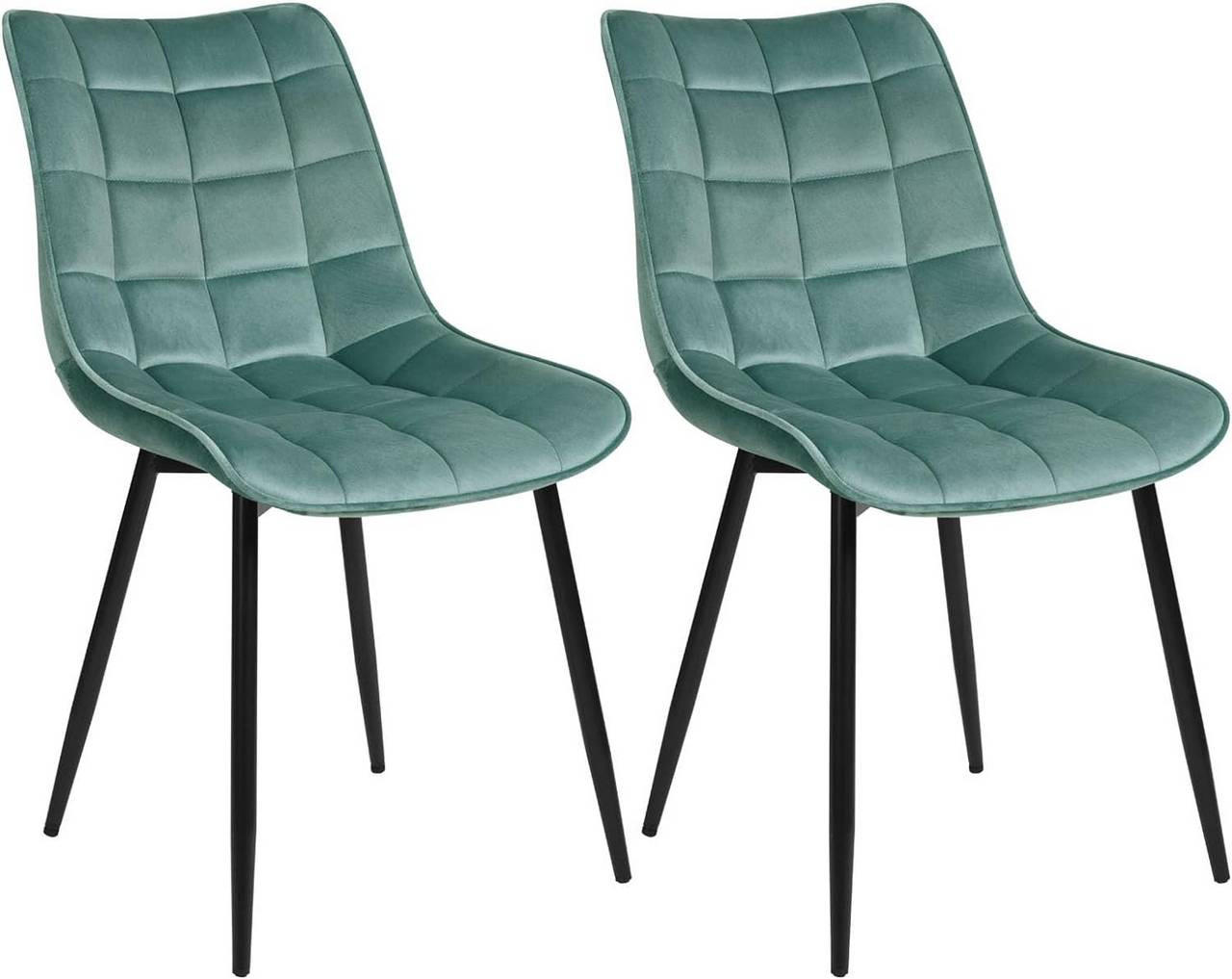 ESSZIMMERSTUHL 2er Set, Samt, Metallbeine, Türkis - Türkis/Schwarz, Textil/Metall (46/85.5/40.5cm) - Woltu