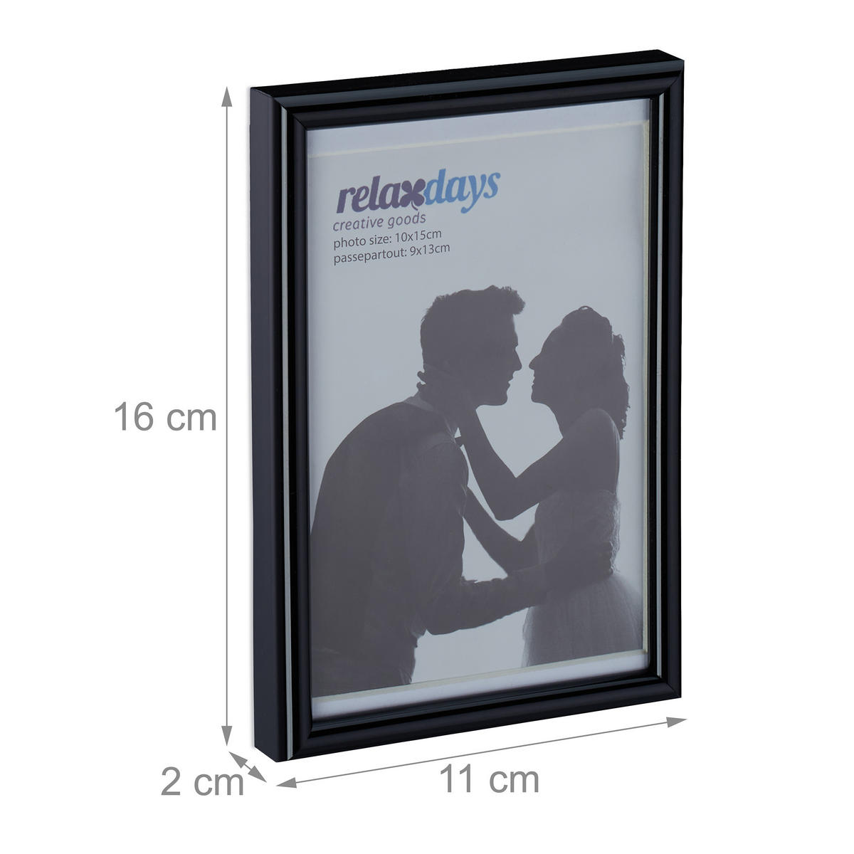 BILDERRAHMEN - Schwarz, Glas/Holzwerkstoff (11/16/2cm) - Relaxdays