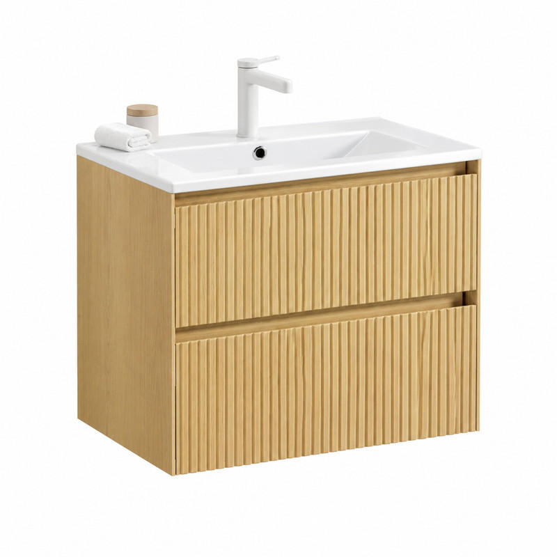 WASCHTISCH mit Unterschrank 2 Schubladen Golden Oak/White - Weiß, Holz (39/51.5/61cm) - Beauniv