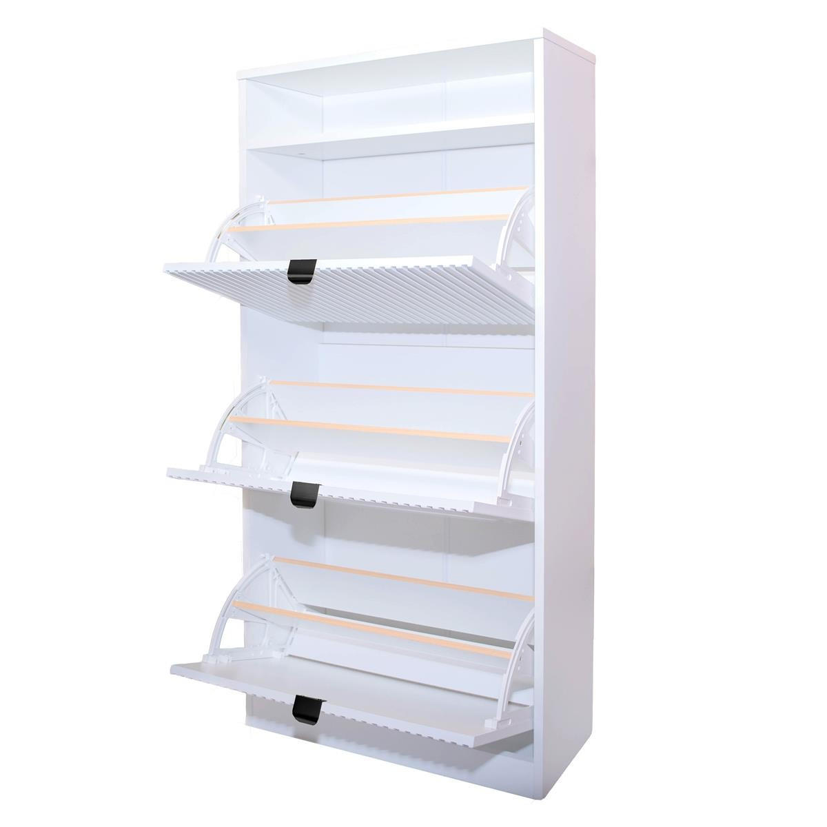 SCHUHSCHRANK Mia, Schwarz mit schwarzem Griff - Schwarz, Holzwerkstoff (60/125/24cm) - Bettso