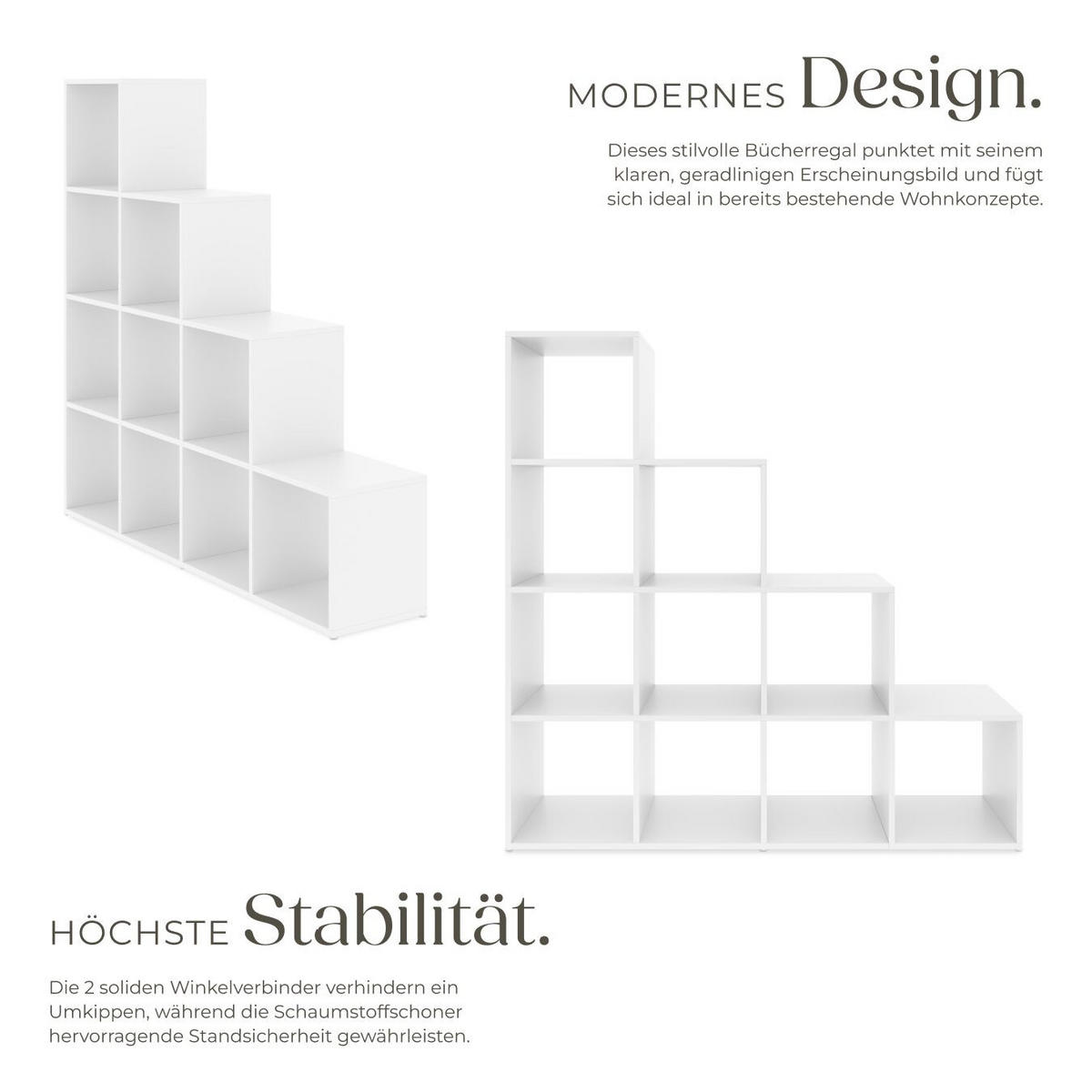 BÜCHERREGAL Talisa,130 x 29 cm x 130 cm,weiß - Weiß, Holzwerkstoff (130/130/29cm) - tectake