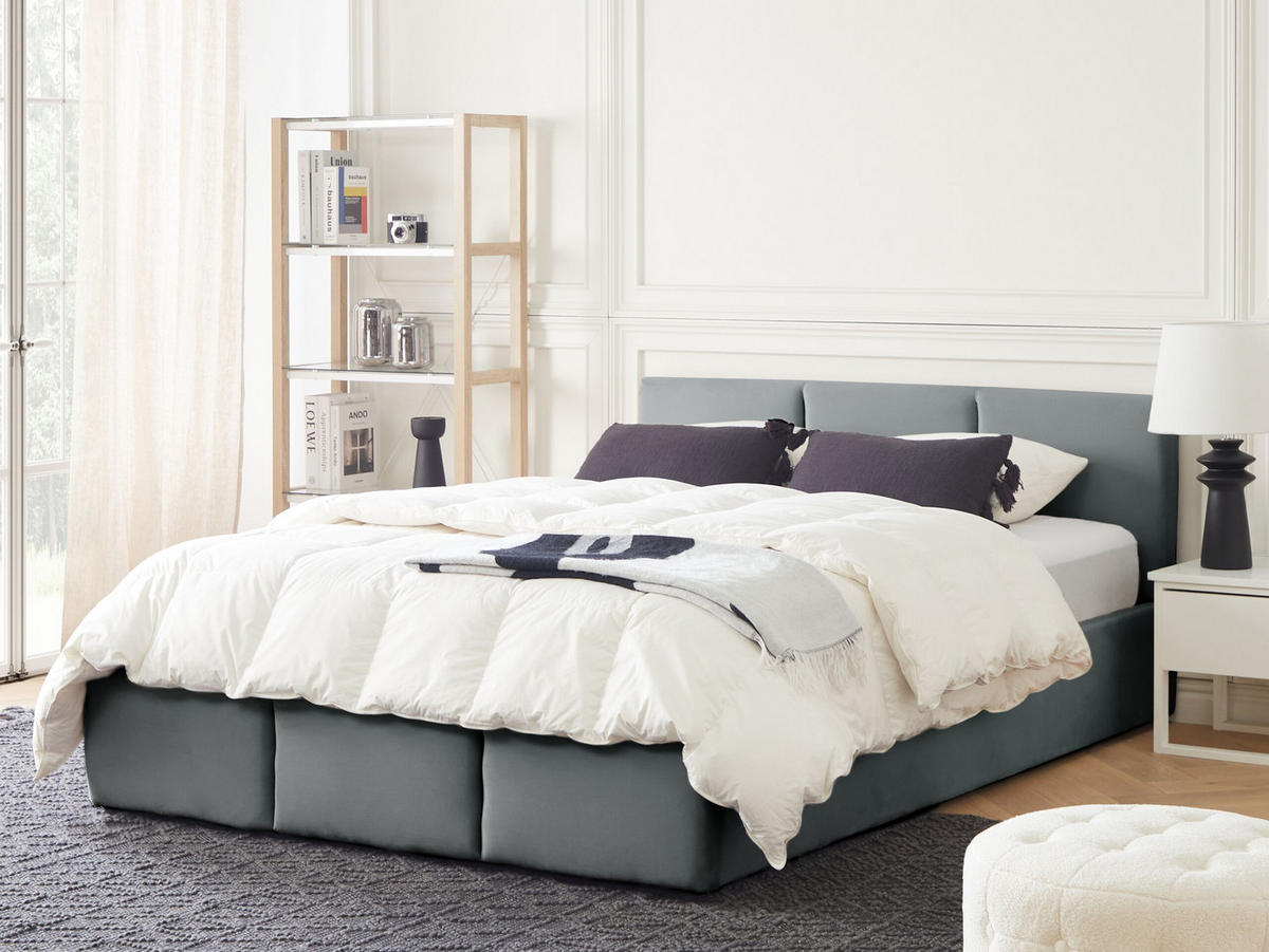 POLSTERBETT 140/200cm Dunkelgrau Bousse - Dunkelgrau, Textil (140/200cm) - Beliani